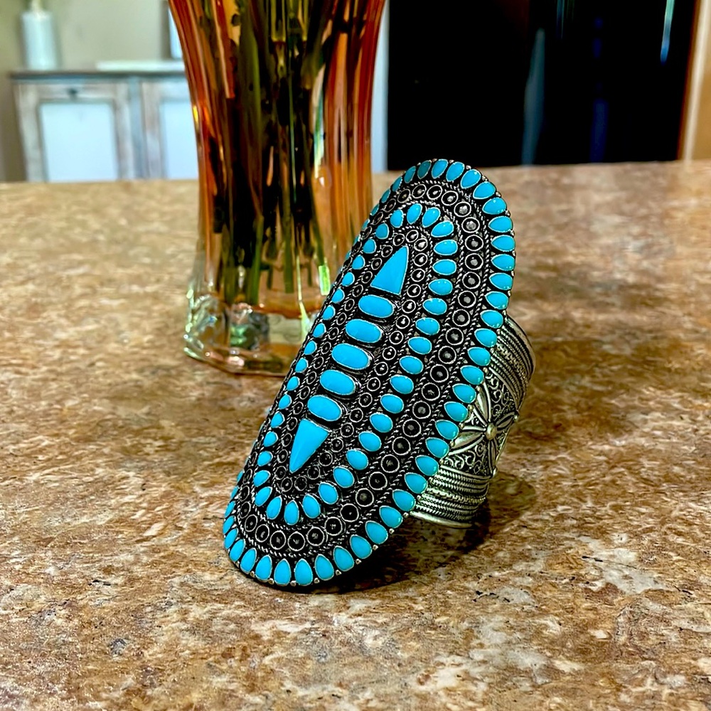 Turquoise inspired extra large bracelet
